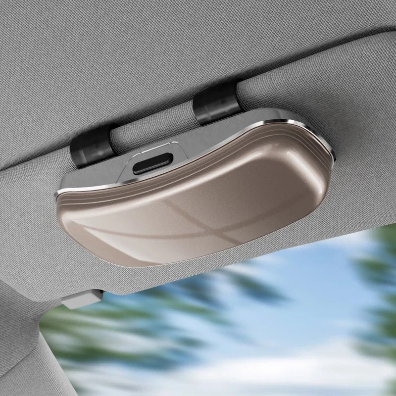Luxury Car Glasses Case Universal Sun Visor Sunglasses Holder Box Anti Scratch Eyeglasses Protection Case One Hand Operation