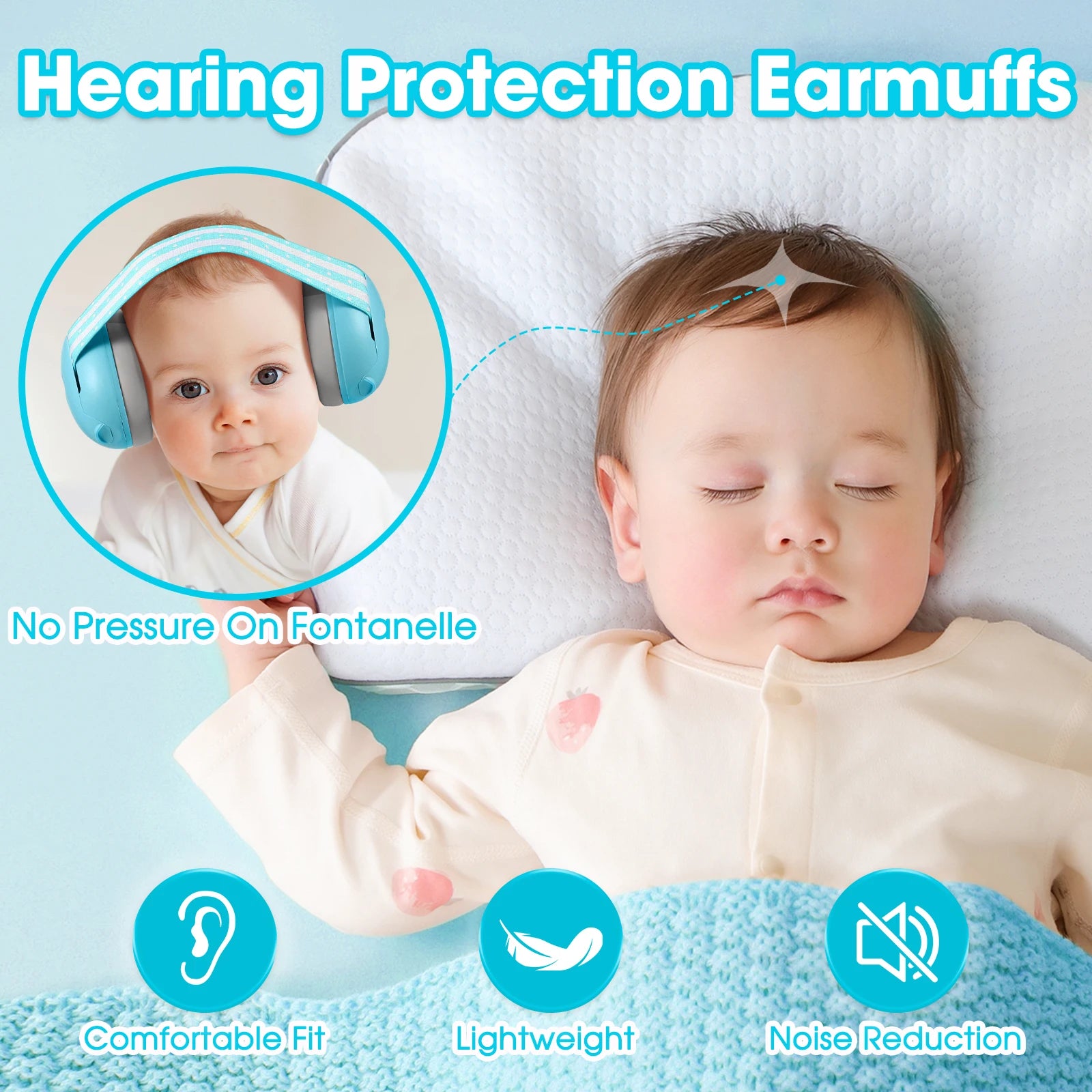 Baby Earmuffs Infant Noise Cancelling Ear Protection Baby Headphones for Plane,Sleeping,Baby Ear Protection Travel Essential NEW