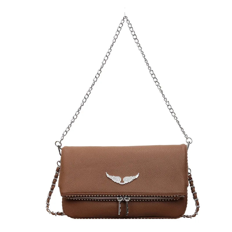 2026 New French Style Chain Clamshell Crossbody Bag Classic Versatile Shoulder Messenger Bag for Women with Wristlet