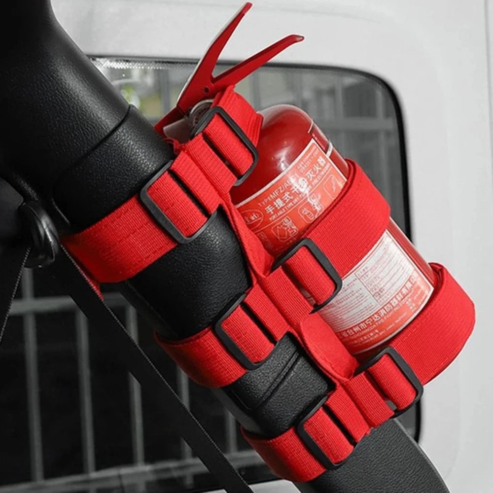 Black/Red Roll Bar Holder Adjustable Strap Mount for Jeep Wrangler JK JKU TJ CJ YJ LJ JL JLU