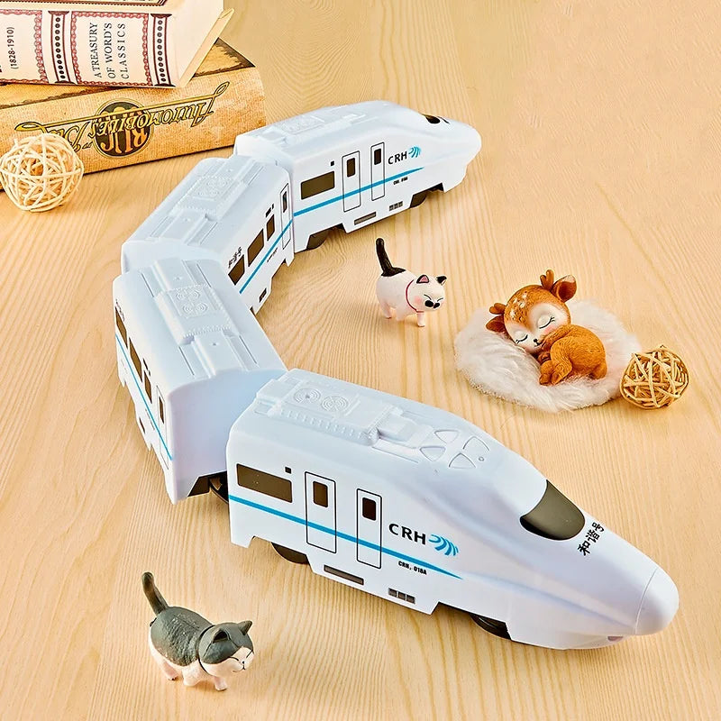 Toy Train Electric Bullet Train Battery Operated Action Locomotive Car High Speed Vehicle with Train Sound Light Gift for Kids
