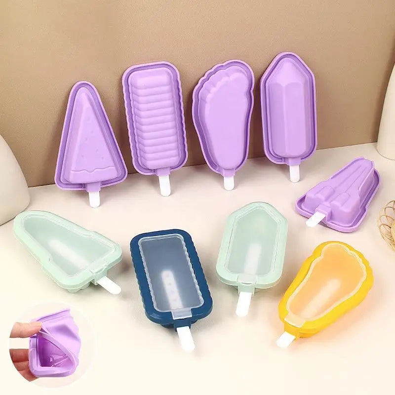 5 pcs Summer Homemade Silicone Ice Cream Mold With Multiple Shapes For Household Ice Cream Making Tools