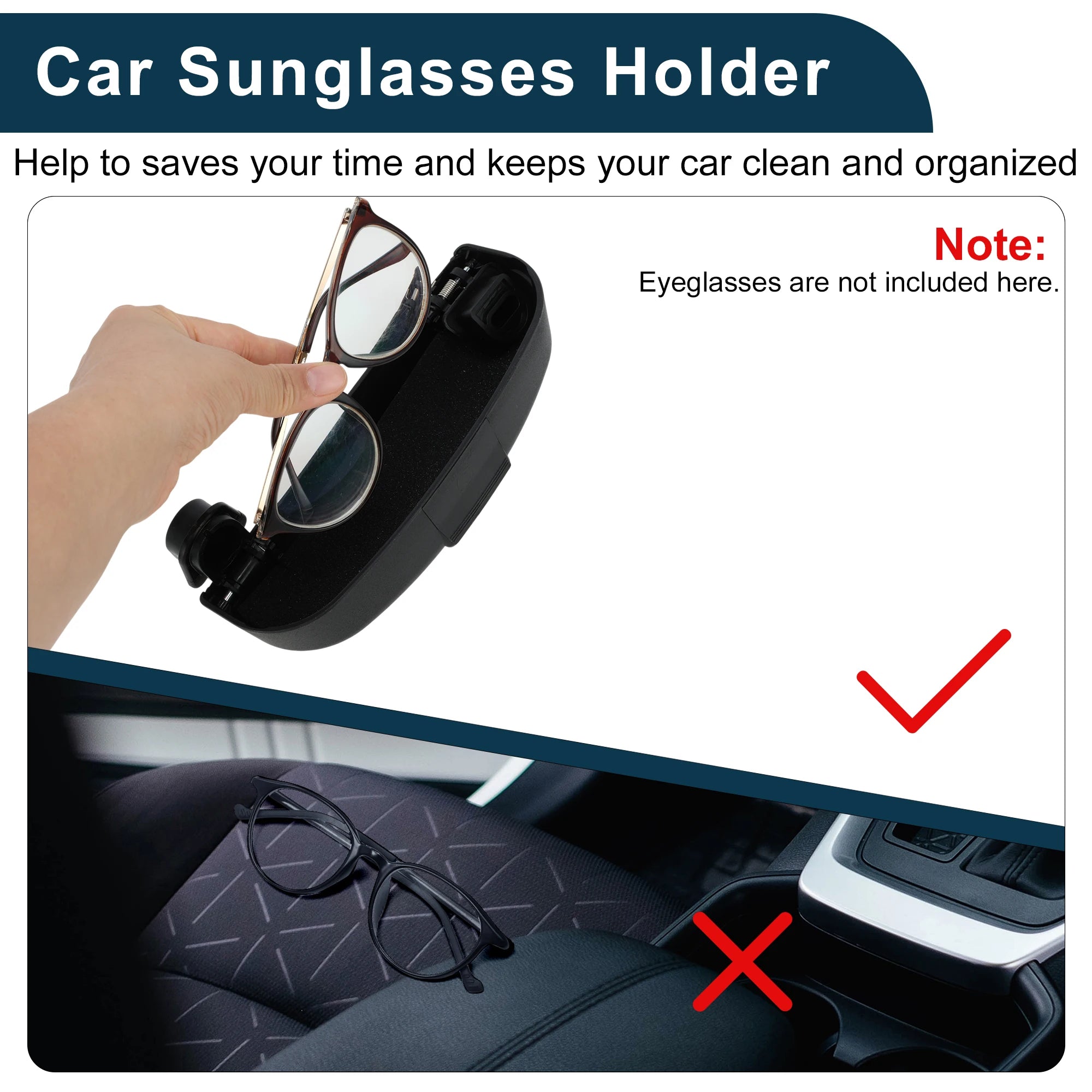 UXCELL Car Sunglasses Case for Mini Cooper F56 3-Door 2014-2018 ABS Black 1 Set