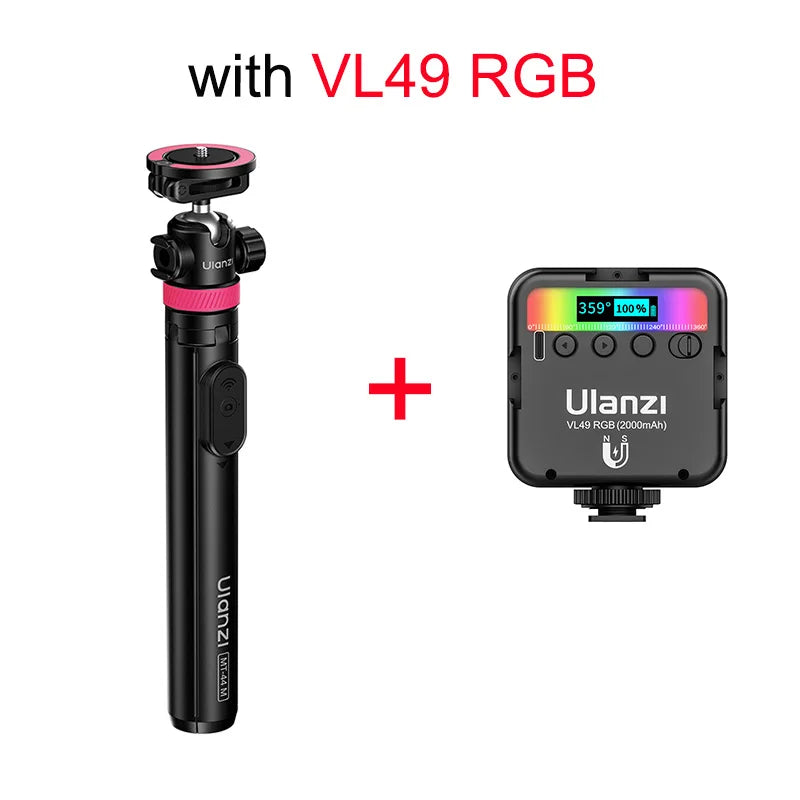 Ulanzi MT-44 M Selfie Stick Ground Tripod 1/4''&Magnetic Selfie Stick for Smartphone Camera One-Touch Auto Deploy for Travel