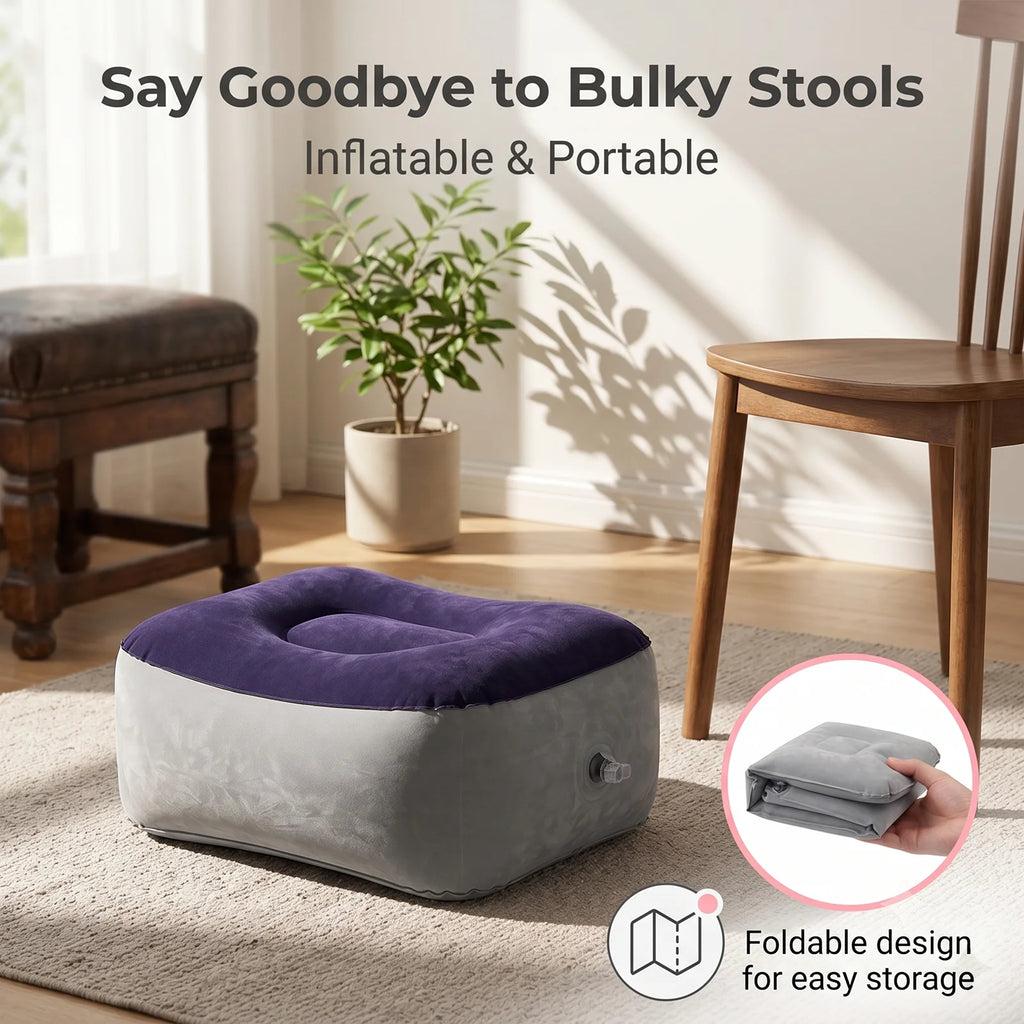 Inflatable PVC Footrest Pillow Air Cushion for Travel Office Home Leg up Relaxing Foot Rest under Desk Support