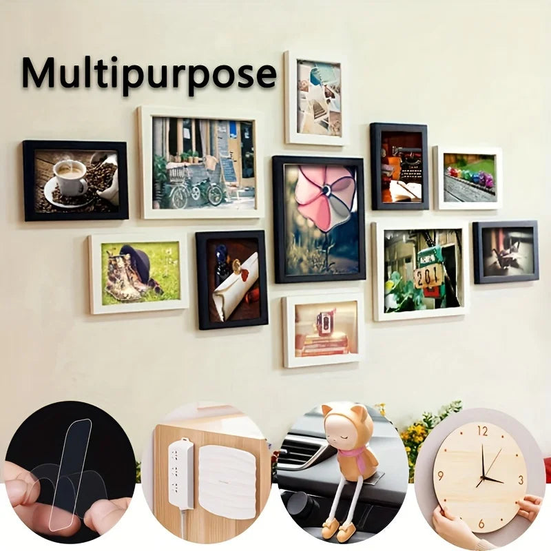 60Pcs/Box Double Sided Mounting Sticky Wall Strips, Clear Mounting Strong Sticky Wall Strips Transparent Tape Without Cropping