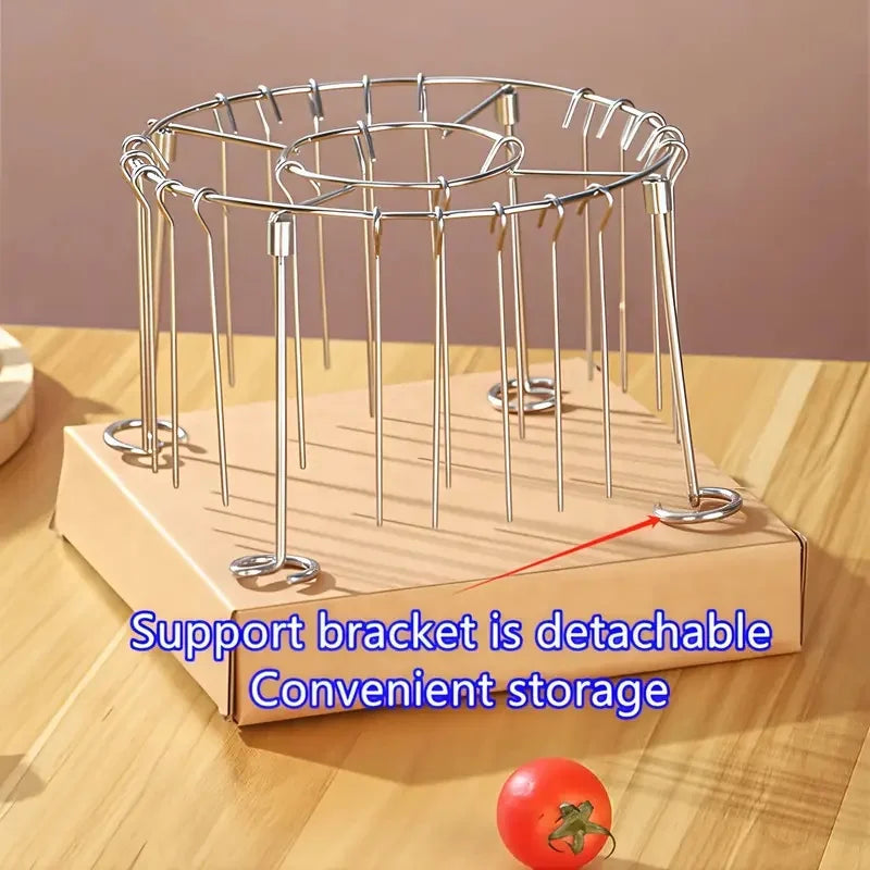 Stainless Steel Circular Hanging Skewer Rack Detachable Barbecue Holder for Grilled Meat Drying and Kitchen Food Arrangement