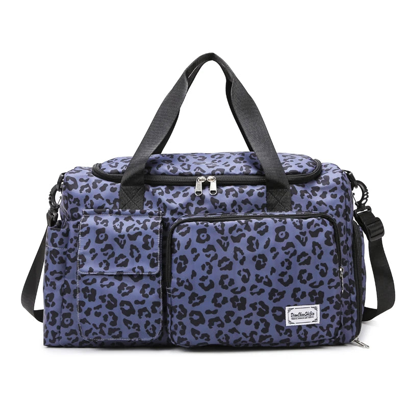 Fashion Leopard Print Travel Bag  Large Capacity Multiple Pockets Sports and Fitness Bag Travel Bag Storage Bag Etc