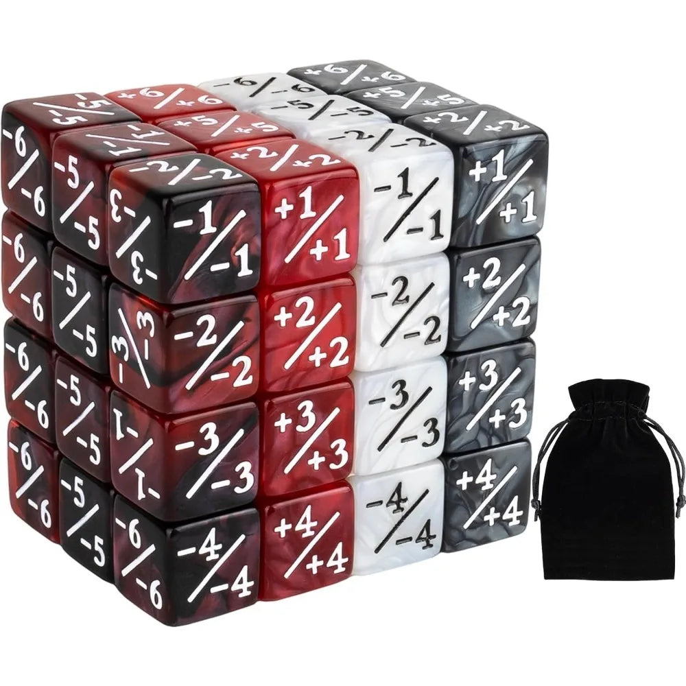 48 Pieces Magic Counter Dice Plus 1 MTG Counters Dice Set Marble Life Buff Tokens D6 Dice Compatible with Magic The Gathering