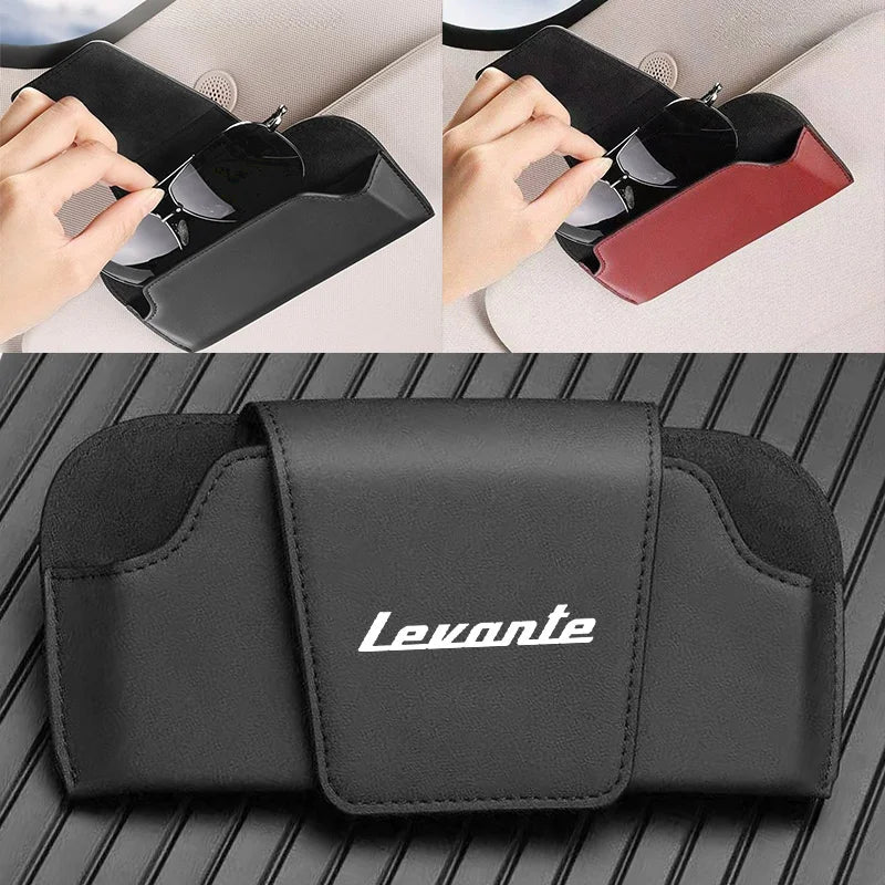 Car Sun Visor Leather Auto Sunglasses Clip Glasses Holder case Storage for Maserati Levante GT Ultima Modena S Accessories