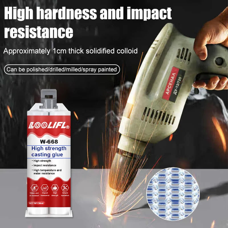 Metal Glue, Casting Glue 1.76 Ounces 2 Parts Epoxy Resin Super Welding, Welding Metal, Plastic, Steel, Ceramics, Glass Fiber Car