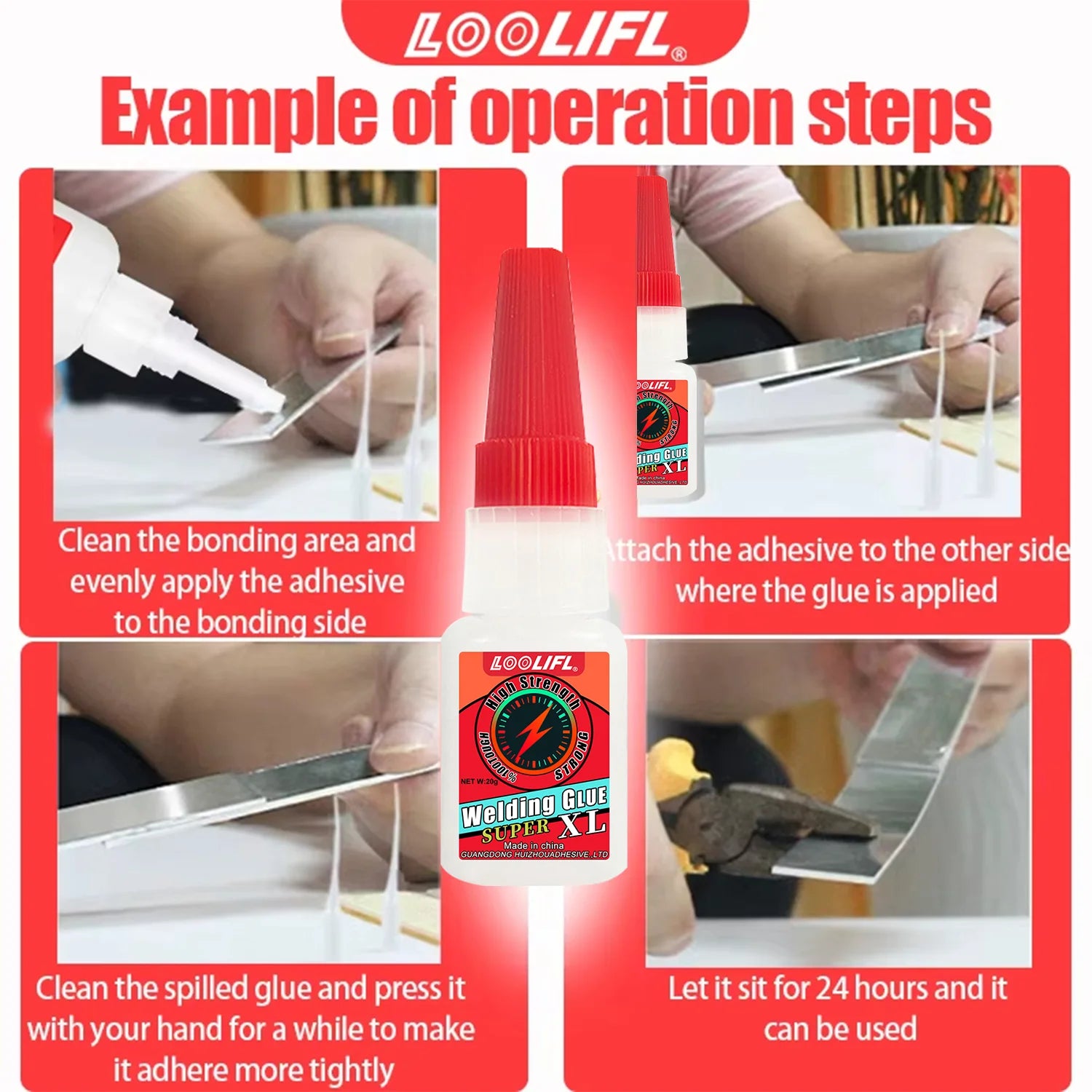 LOOLIFL High Strength Welding Oily Super Glue Universal Clear Non-Marking Repair Adhesive Instant Strong For Home Industrial Use
