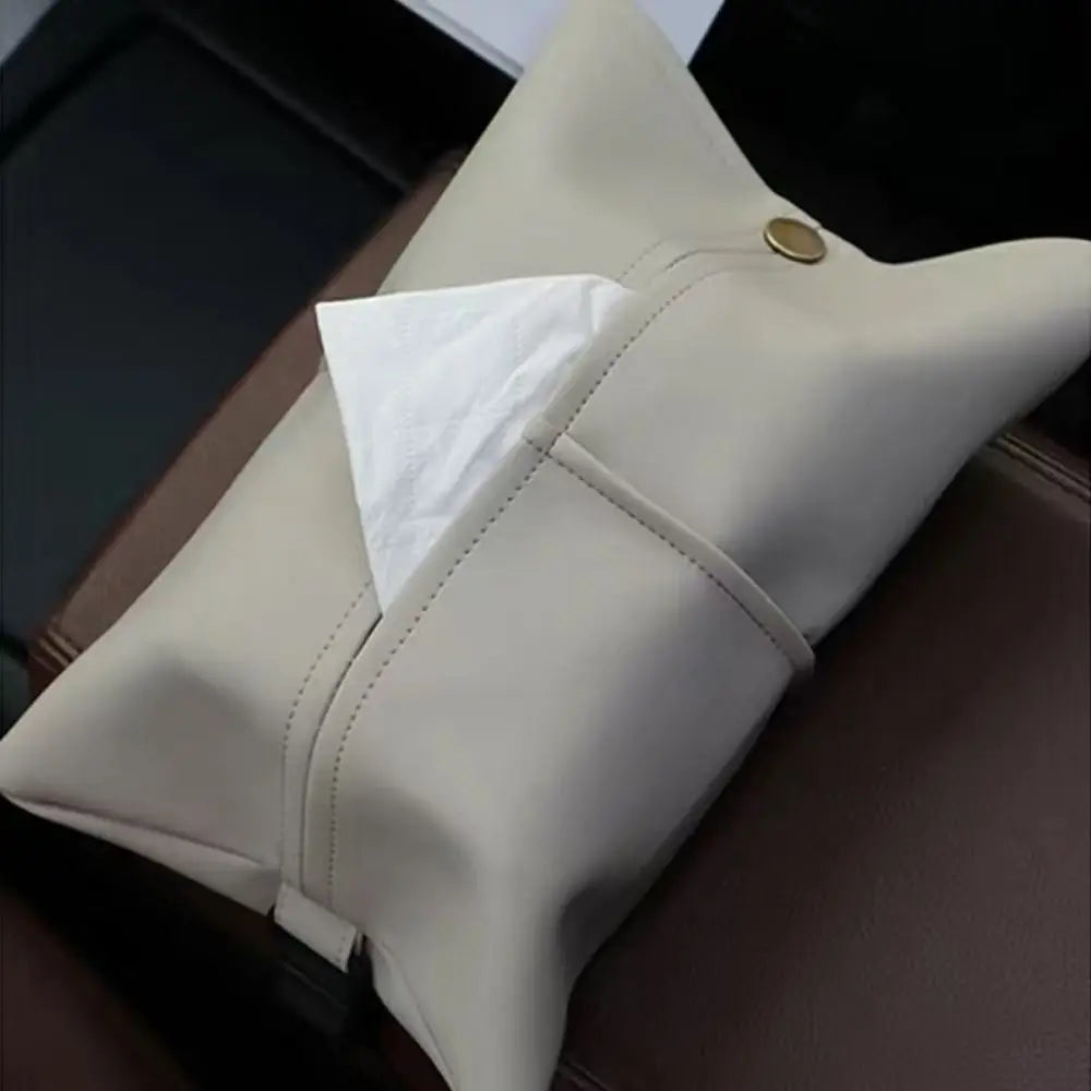 High-grade Car Tissue Box Wear-resistant Waterproof Car Armrest Tissue Pouch Faux Leather High Quality Tissue Storage Case Home