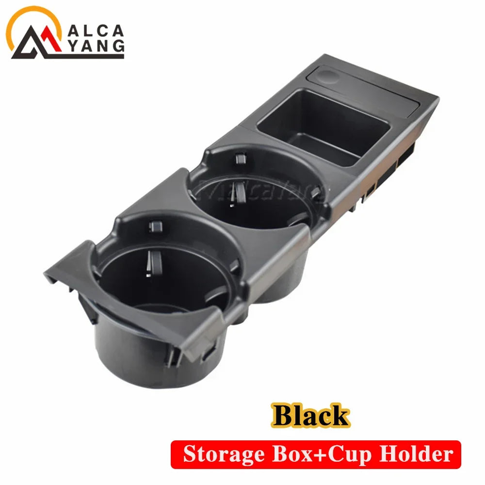 Black Double Hole Car Vehicle Front Center Console Storage Box Coin + Cup Holder for BMW E46 3SERIES 1999-2006 51168217957