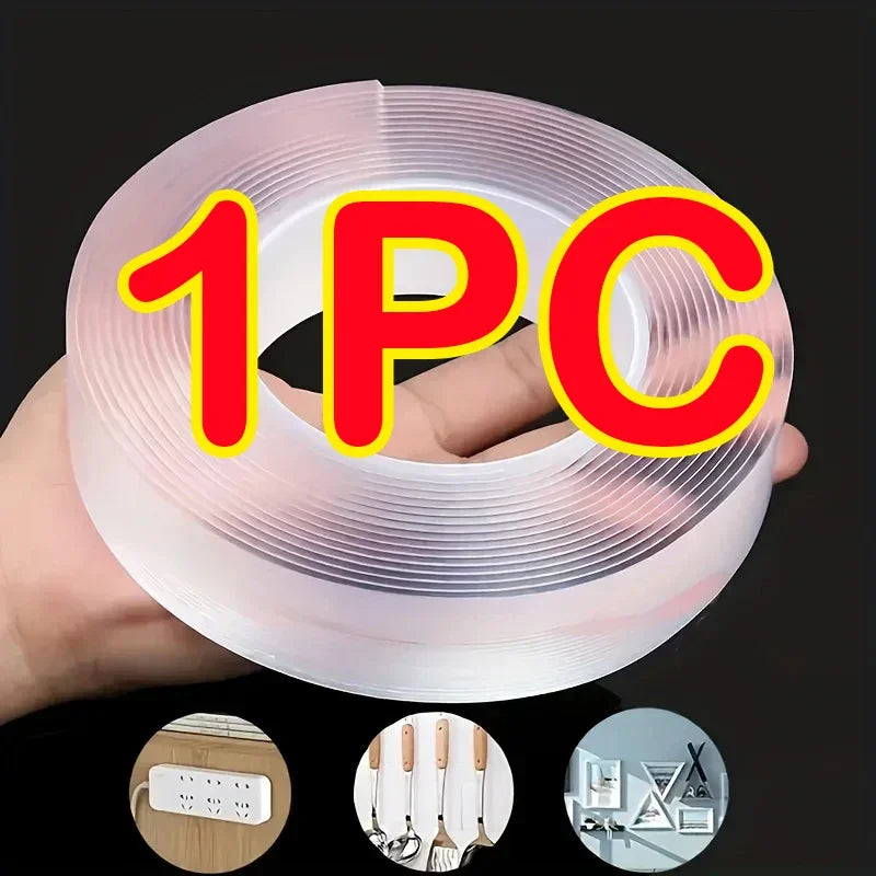 Nano Multifunctional Double Sided Adhesive Tape Waterproof Reusable Wall Stickers Transparent Strong Sticky Glue BathroomKitchen