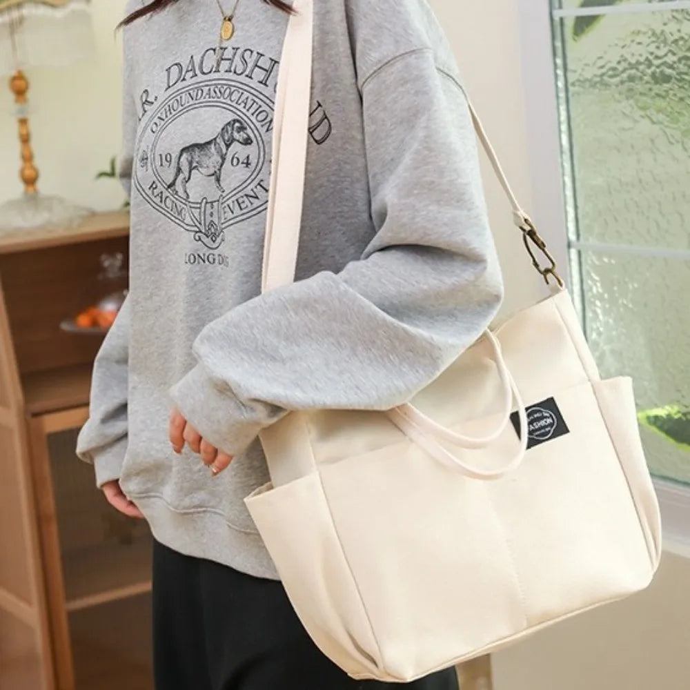 Fashion Women's Shoulder Bag Canvas Large Capacity Crossbody Handbag Multi Pocket Zipper Mommy Bags for Female