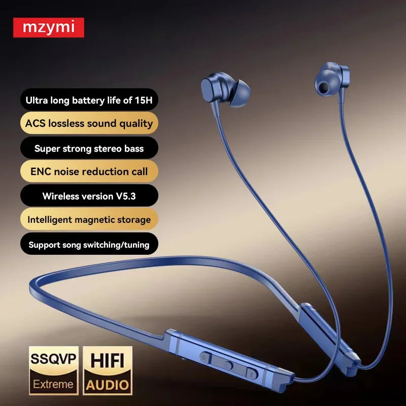MZYMI BS09 Neckband Bluetooth5.3 Headset Hifi Sound Sport Earbuds In Ear Headphones TWS Wireless Earphones Waterproof For XIAOMI