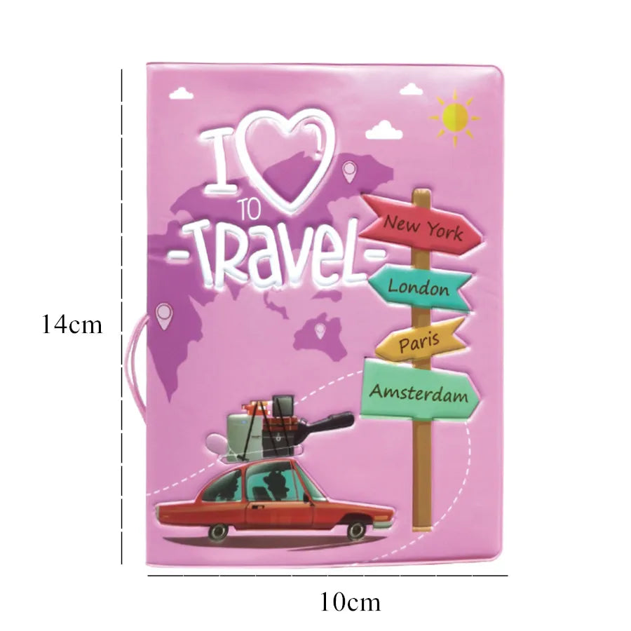 1 Piece I Love Travel 3D PVC Passport Case/Cover Passport Holder/Wallet School Supplies Stuff for Students