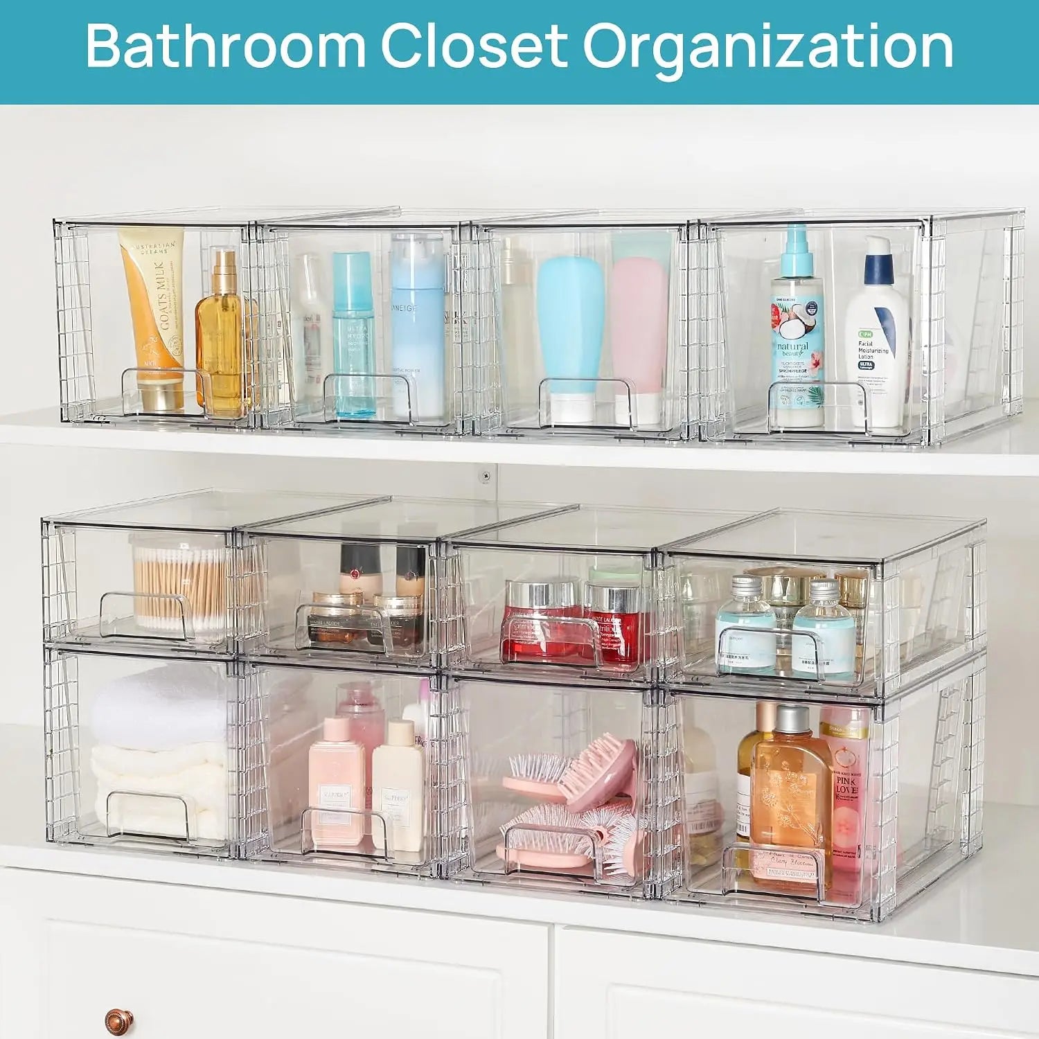 2026 New  Large Stackable Storage Drawers,Easily Assemble Acrylic Bathroom Closet Undersink Organizers And Storage,Plastic