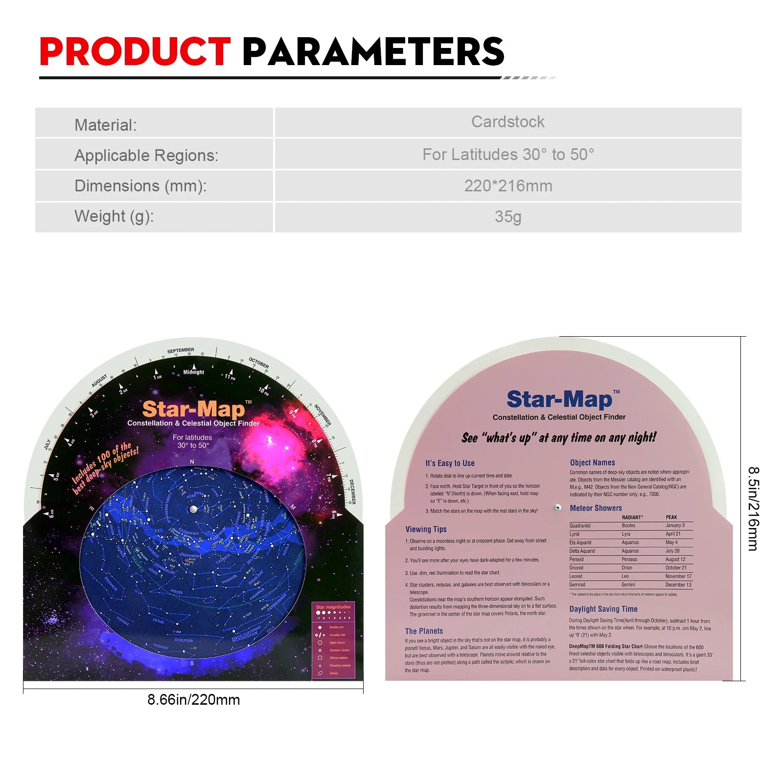 Datyson W5P0015A HD Rotating Constellation Night Sky Exploration Beginner's Star Watching Guide Activity Star Map