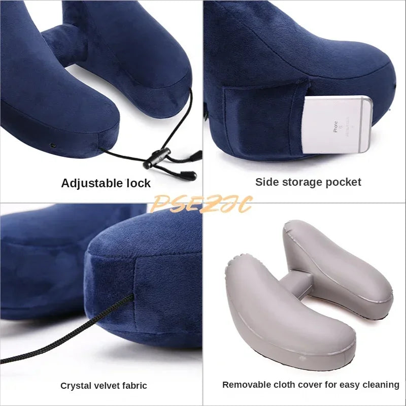 Portable Multi-function Neck Pillow Inflatable H-type Applicable To Outdoor Camping Car Long-distance Travel