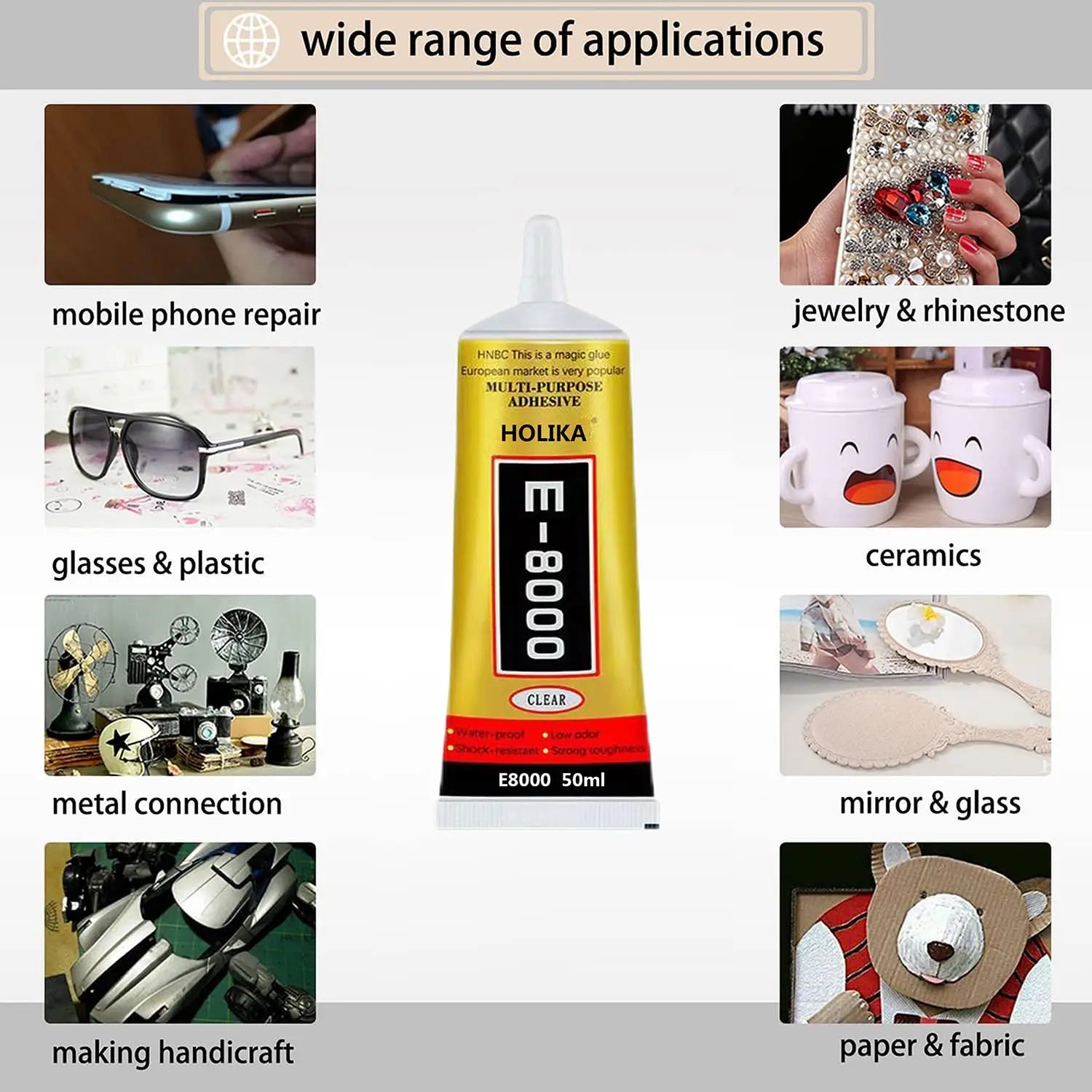 E-8000 Mobile Phone Adhesive | E8000 Multi-Purpose Mobile Phone Adhesive | Clear and Waterproof