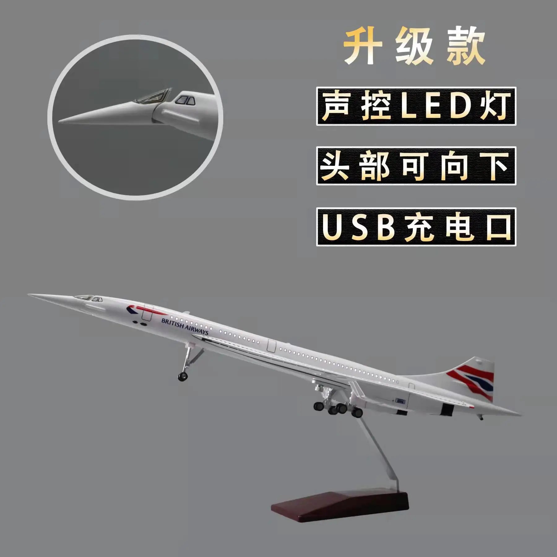 Concorde Supersonic Jet Model 1:125 Scale 50cm Detailed Simulation Aircraft  Aviation Display Collectible