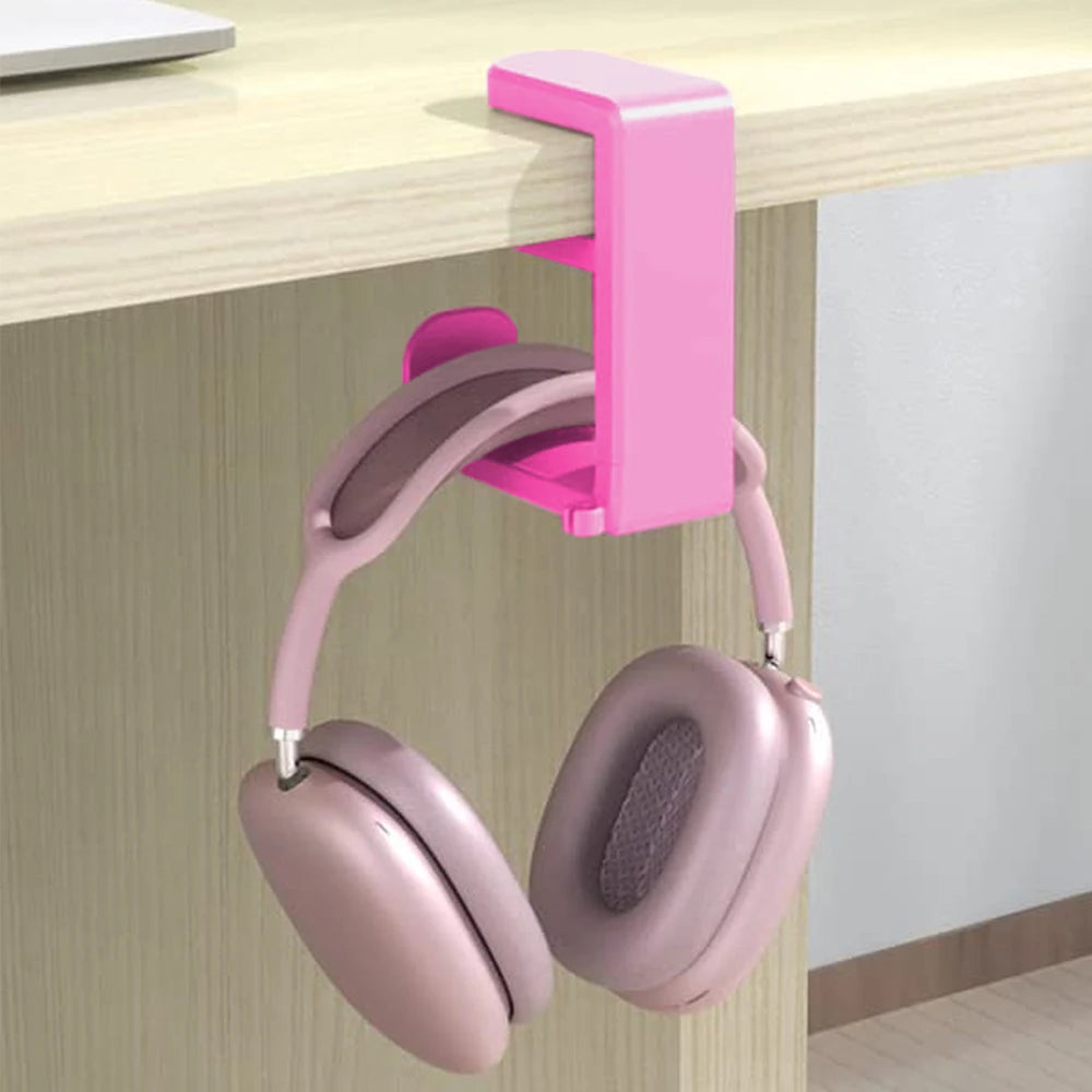 Headphone Stand Adjustable Clamp-On Under Desk Hanger 360 Degree Swivel & Cable Clip Organizer Headphone Headset Holder