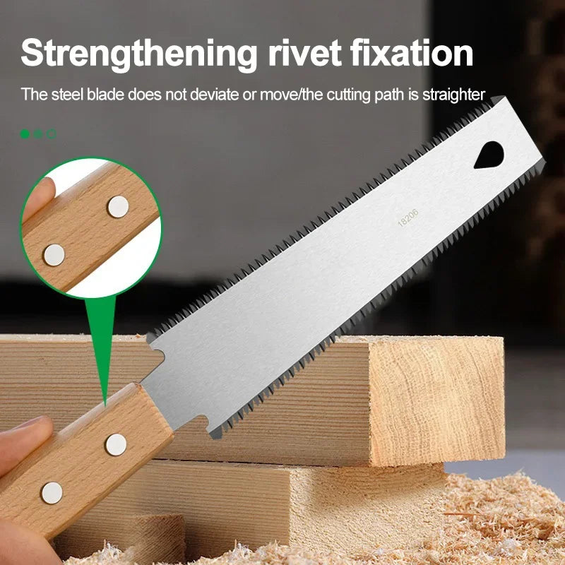 Japanese Style Hand Saw with Non-slip Wooden Handle Pull Type Flexible Flush Cut Woodworking Cutting Tool for Woodcraft