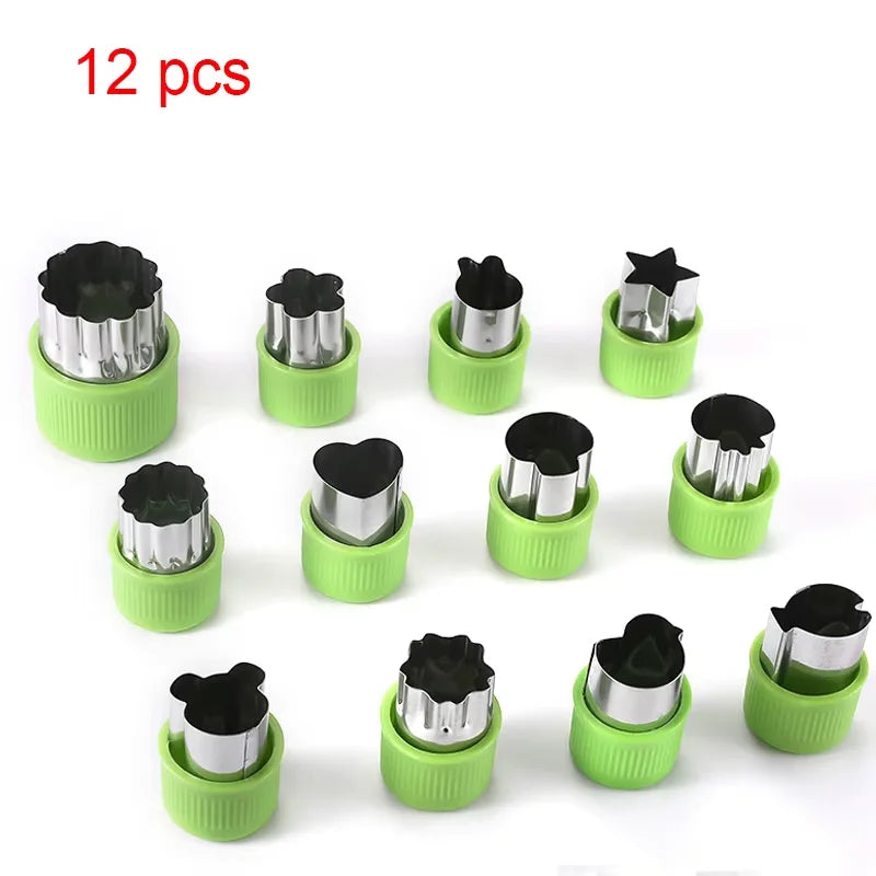 Cute Vegetable Fruit Food Cutter Shapes Set for Kids Lunch Bento Box Decorating Cookie Stamps with Fruit Forks,Food Picks