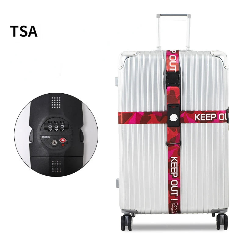 TSA Luggage Lock Password Luggage Straps Combination Lock Adjustable Packing Belts Binding Straps Travel Abroad Customs Locks