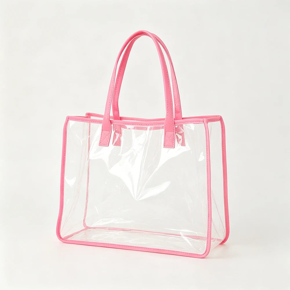 Clear Beach Bag for Women Waterproof PVC Tote Large Capacity See-Through Travel Bag for Pool Gym Essentials Beach Towel Storage