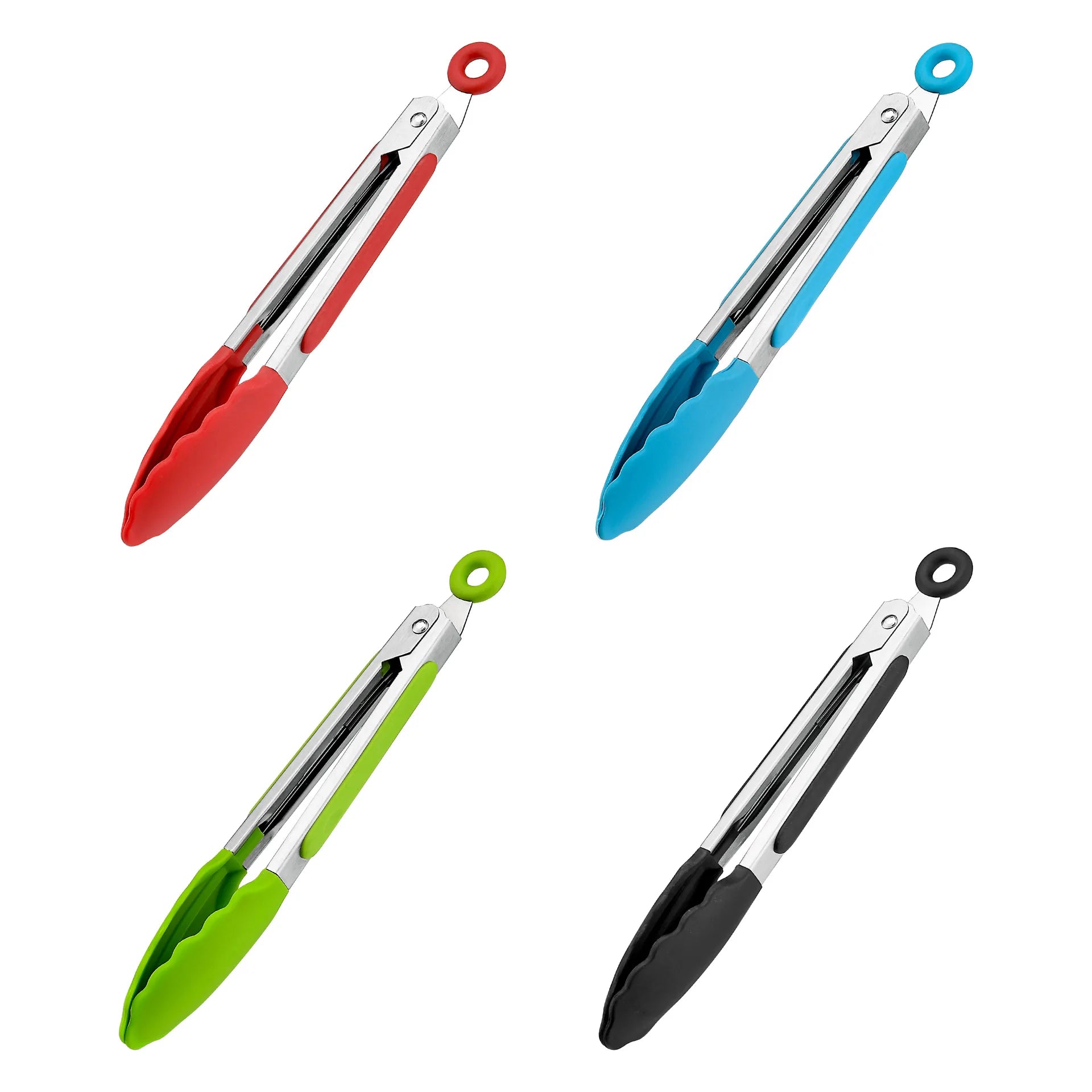 7/9/12inch Silicone Kitchen BBQ Tongs Stainless Steel Locking Cooking Tongs with Silicone Tips Non-Slip Food Tongs for Cooking