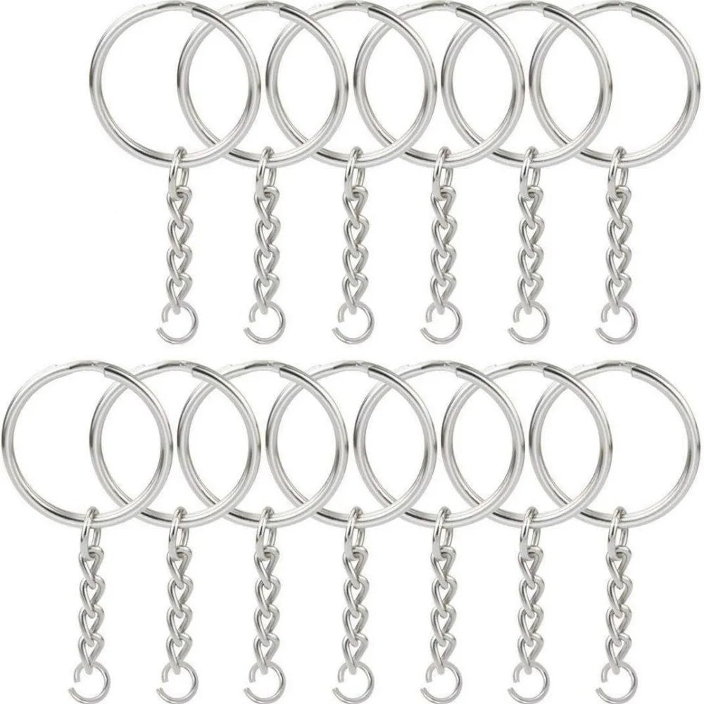 10/20/100Pcs Metal Blank Keyring Keychain With Split Jump Ring Connector DIY Women Men Jewelry Making Supplies Craft Accessories