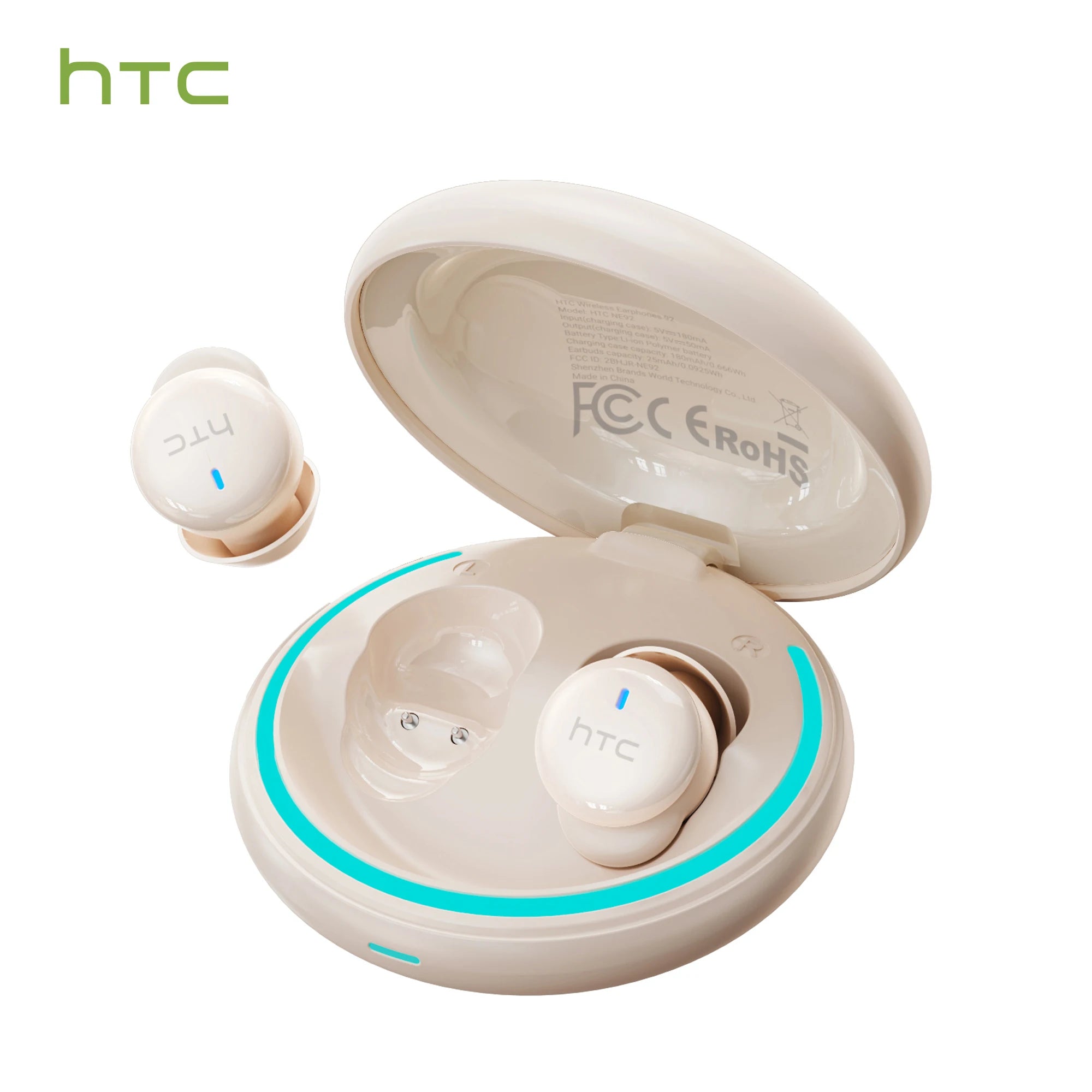 HTC NE92 TWS Earphones Bluetooth 5.4 ANC Active Noise Cancelling ENC HD Call HiFi Stereo Deep Bass with Mic for iPhone Android