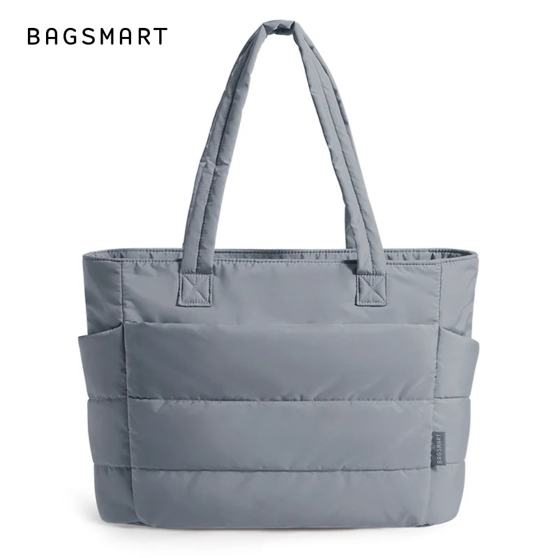 BAGSMART Women's Bag Solid Color Tote Bag Commuting College Padded Shoulder Bag Leisure Simple Female Handbags for Travel