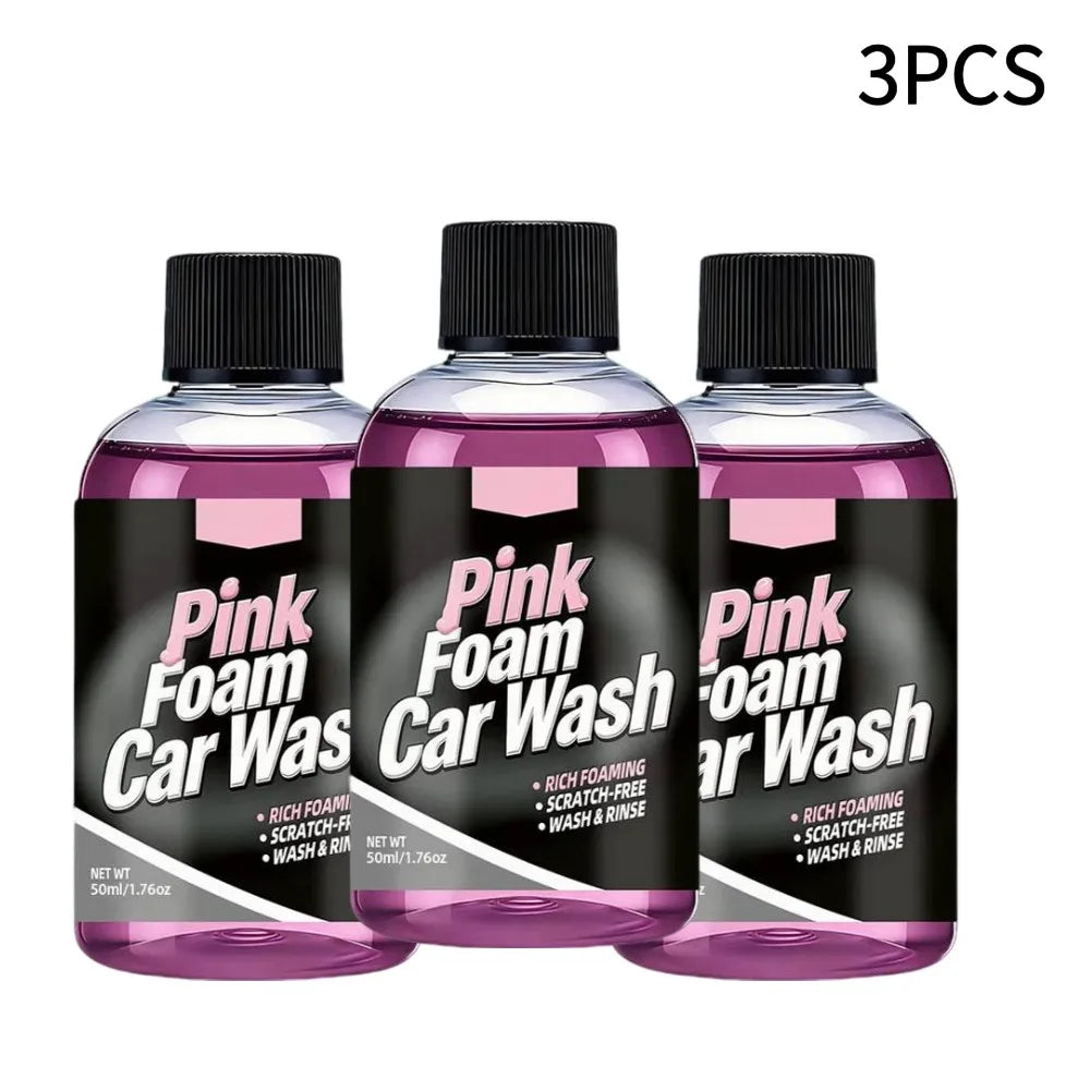 50ml Pink Snow Foam Car Wash Shampoo, Rich Foam Touchless Auto Wash Soap Scratch Free Vehicle Surface Cleaning Care Detergent