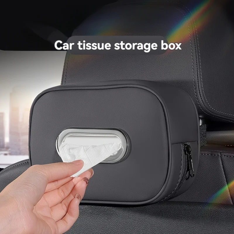 1Pc Car Leather Tissue Box Sunshade Backrest Sunroof Hanging Creative Leather Car Interior Accessories