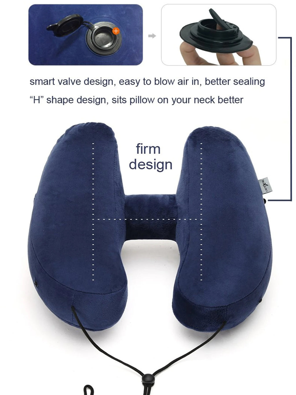 1PC Neck Pillow Travel Inflatable U-shaped Pillow H Hooded Aviation Neck Pillow with a Blackout Windproof Cap Portable