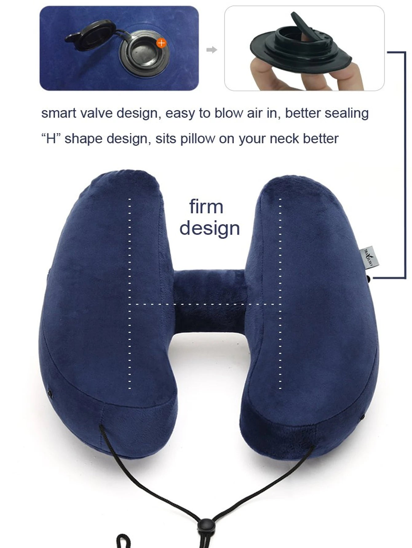 1PC Neck Pillow Travel Inflatable U-shaped Pillow H Hooded Aviation Neck Pillow with a Blackout Windproof Cap Portable