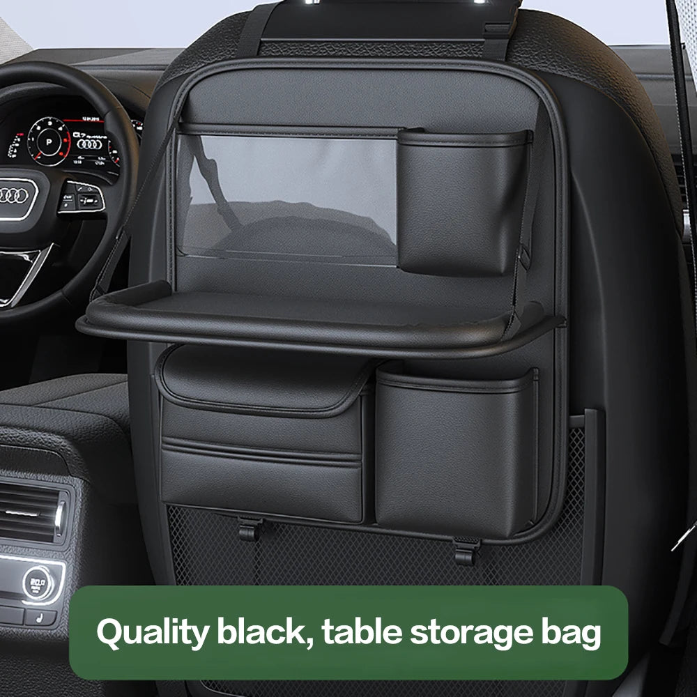 Car Seat Back Multi-function Storage Bag Large Capacity Pocket Backseat Organizer Foldable Dining Table Tablet Tray Hanging Bag