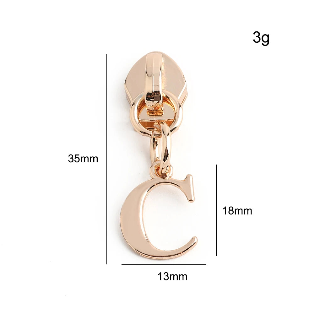 20/50PCS 5# Nylon A-Z English Initial Letter Zipper Puller Slider For Create Personal Logo Bag Purse Trinkets Gift Accessories