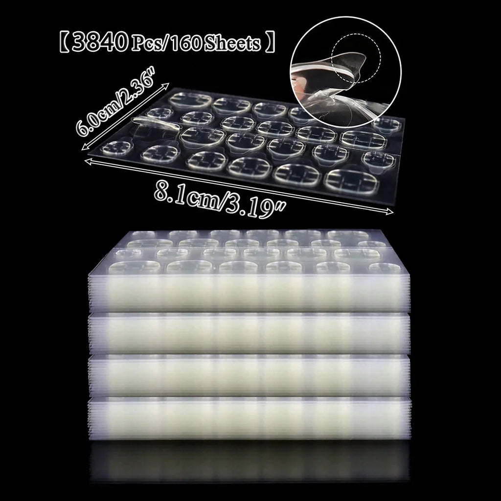 30 TO 160 Sheets Transparent Nail Adhesive Jelly Double-Sided Glue Stickers for Press On Nails & False Nails (24 Pills/Sheet)
