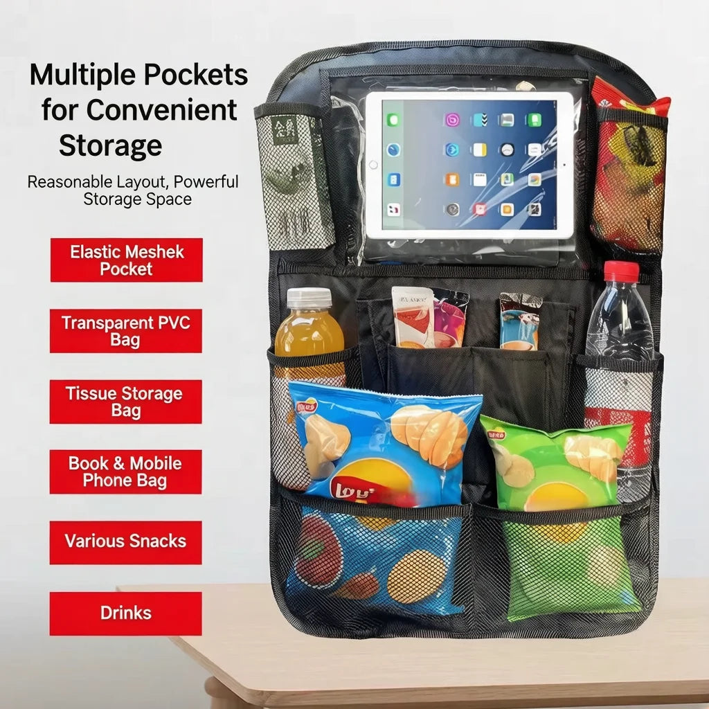 Car Seat Storage Hanging Bag, Back Seat Storage Bag, Rear Seat Oxford Cloth Anti-Kick Tablet Hanging Bag