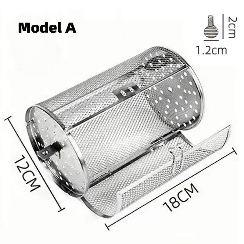 Food Stainless Steel Rotary Baking Cage Rotisserie Basket Oven Round Rack Basket Non-Stick Washable Grill Roaster Kitchen Tools