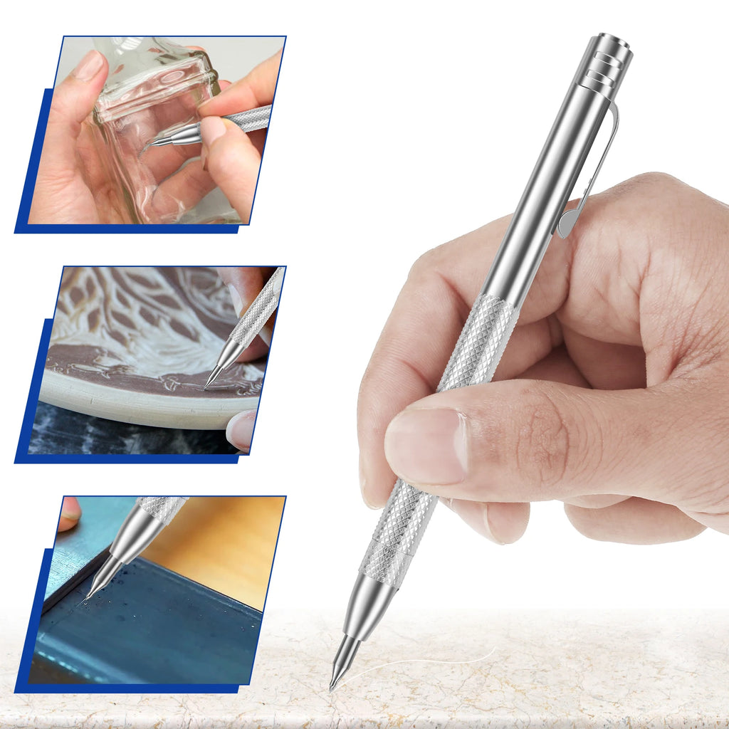 4Pcs Tungsten Steel Tip Scriber with Magnet Metal Scribe Tool with 20 Replacement Marking Tip Portable Etch Engraving Scribe Pen