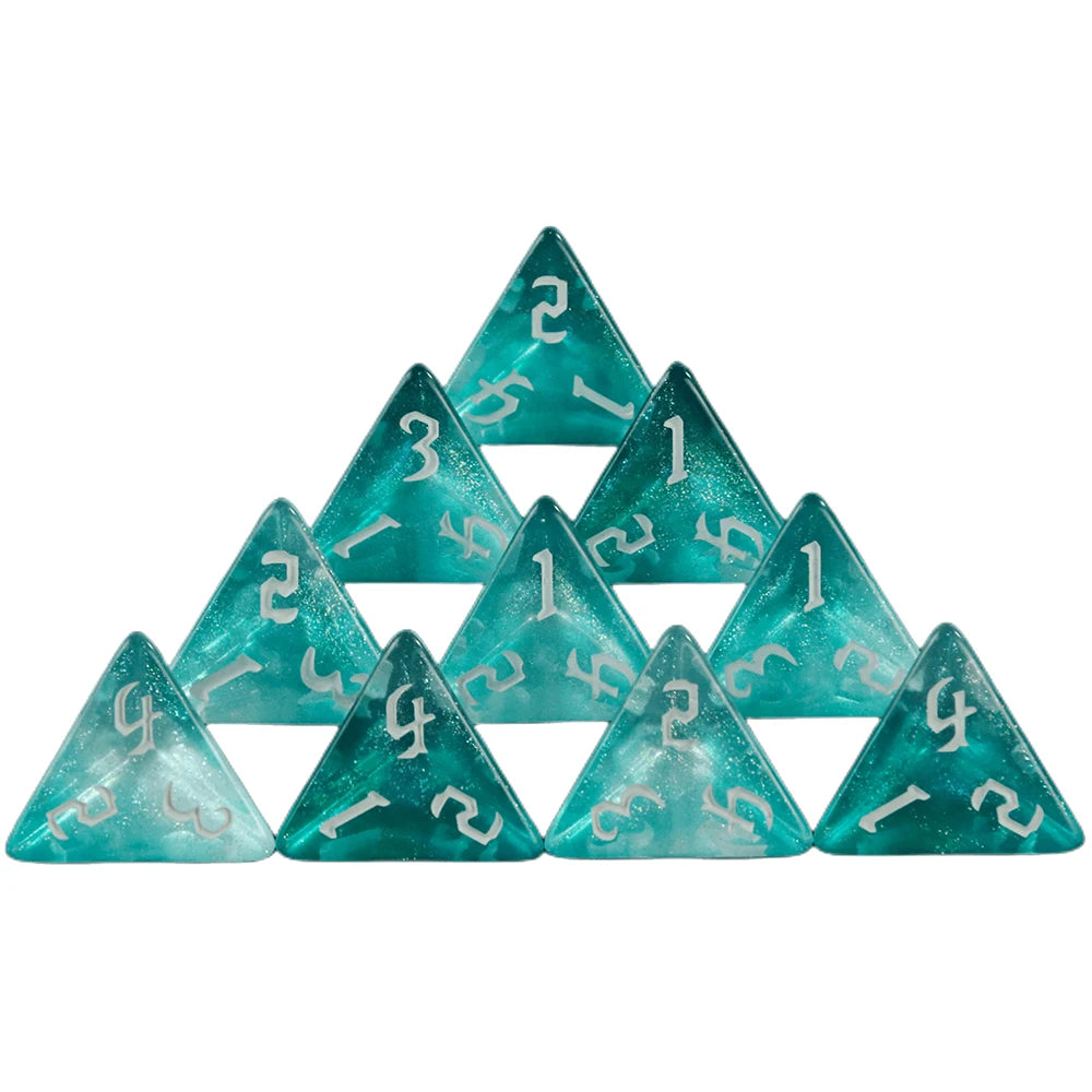 D4 Mixed Colours Polyhedral Dice High Quality 4 Sided Colourful Glitter Dice for Math Teaching Playing Tabletop Games