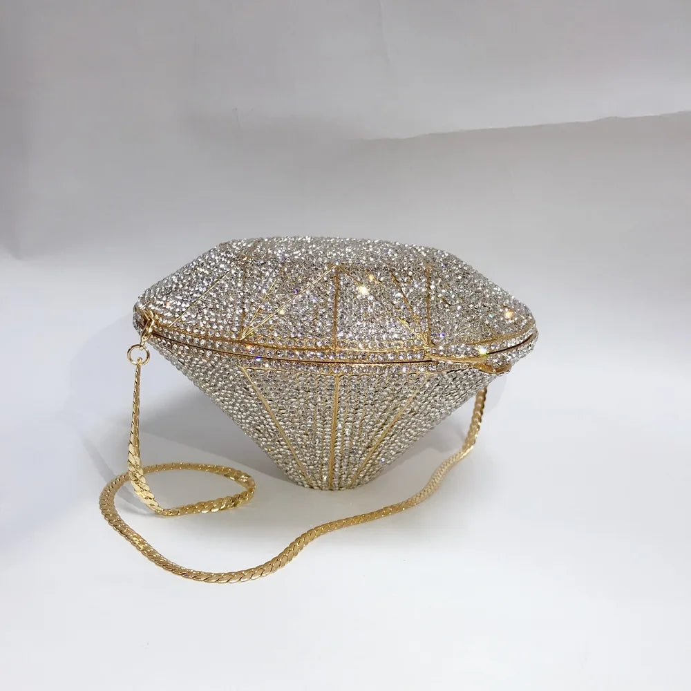Three-Dimensional Diamond Shape Evening Bag full of Diamond Crystal Bag Ladies Handbag Banquet Women's Bag Luxury Designer Bags