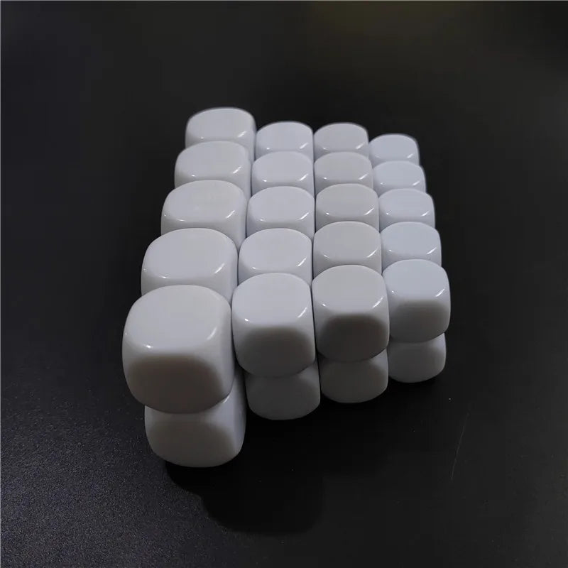 10pcs/ Set 12/14/16/18/20/22MM Smooth White Dice Can Be Used To Write Interest Teaching Blank DIY Dice
