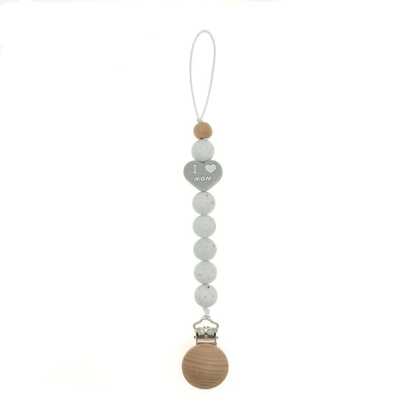 Baby Pacifier chain silicone beech wood Pacifier anti-drop chain grinding chain pacifier clip baby product safe teether clip